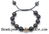 CGB8598 12mm round black banded agate adjustable macrame bracelets