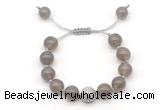 CGB8600 12mm round grey agate adjustable macrame bracelets