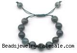 CGB8609 12mm round moss agate adjustable macrame bracelets