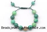 CGB8610 12mm round grass agate adjustable macrame bracelets