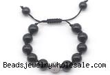 CGB8613 12mm round black onyx adjustable macrame bracelets