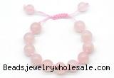 CGB8617 12mm round rose quartz adjustable macrame bracelets