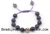 CGB8620 12mm round grade A amethyst adjustable macrame bracelets