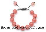 CGB8623 12mm round cherry quartz adjustable macrame bracelets