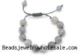 CGB8629 12mm faceted round labradorite adjustable macrame bracelets