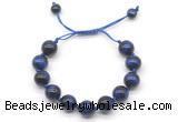 CGB8637 12mm round blue tiger eye adjustable macrame bracelets