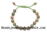 CGB8660 8mm,10mm round unakite adjustable macrame bracelets