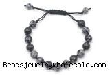 CGB8667 8mm,10mm round snowflake obsidian adjustable macrame bracelets