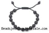 CGB8668 8mm,10mm round black lava adjustable macrame bracelets