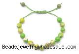 CGB8672 8mm,10mm round green sea sediment jasper adjustable macrame bracelets