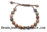 CGB8677 8mm,10mm round picasso jasper adjustable macrame bracelets