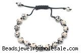 CGB8684 8mm,10mm round dalmatian jasper adjustable macrame bracelets