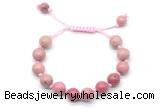 CGB8688 8mm,10mm round pink wooden jasper adjustable macrame bracelets