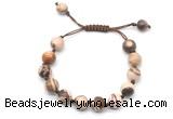 CGB8691 8mm,10mm round brown zebra jasper adjustable macrame bracelets