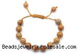 CGB8692 8mm,10mm round wooden jasper adjustable macrame bracelets