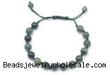 CGB8700 8mm,10mm round moss agate adjustable macrame bracelets