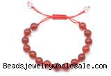 CGB8702 8mm,10mm round red agate adjustable macrame bracelets