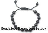 CGB8703 8mm,10mm round black onyx adjustable macrame bracelets