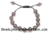 CGB8705 8mm,10mm round grey agate adjustable macrame bracelets