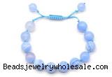 CGB8708 8mm,10mm round blue banded agate adjustable macrame bracelets