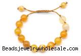 CGB8709 8mm,10mm round yellow banded agate adjustable macrame bracelets