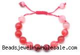 CGB8710 8mm,10mm round red banded agate adjustable macrame bracelets