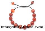 CGB8711 8mm,10mm round red banded agate adjustable macrame bracelets