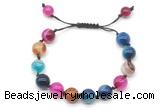 CGB8714 8mm,10mm round colorful banded agate adjustable macrame bracelets