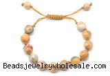 CGB8717 8mm,10mm round yellow crazy lace agate adjustable macrame bracelets