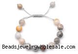 CGB8718 8mm,10mm round bamboo leaf agate adjustable macrame bracelets