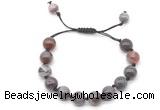 CGB8719 8mm,10mm round Botswana agate adjustable macrame bracelets