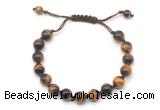 CGB8726 8mm,10mm round yellow tiger eye adjustable macrame bracelets