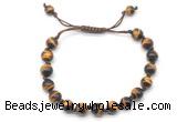 CGB8727 8mm,10mm round grade AA yellow tiger eye adjustable macrame bracelets