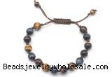 CGB8730 8mm,10mm round colorful tiger eye adjustable macrame bracelets