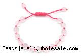 CGB8742 8mm,10mm round grade A rose quartz adjustable macrame bracelets