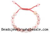 CGB8743 8mm,10mm round pink quartz adjustable macrame bracelets