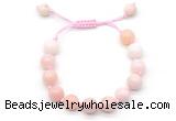 CGB8765 8mm,10mm round pink opal adjustable macrame bracelets