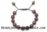 CGB8767 8mm,10mm round mahogany obsidian adjustable macrame bracelets