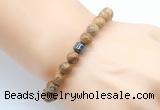 CGB8840 8mm, 10mm picture jasper & drum hematite power beads bracelets