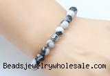 CGB8844 8mm, 10mm black & white jasper & drum hematite power beads bracelets