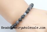 CGB8848 8mm, 10mm grey opal & drum hematite power beads bracelets