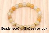 CGB8865 8mm, 10mm yellow aventurine, drum & rondelle hematite beaded bracelets