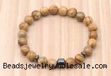 CGB8870 8mm, 10mm picture jasper, drum & rondelle hematite beaded bracelets