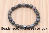 CGB8878 8mm, 10mm grey opal, drum & rondelle hematite beaded bracelets