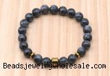 CGB8880 8mm, 10mm black labradorite, drum & rondelle hematite beaded bracelets