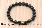 CGB8882 8mm, 10mm black obsidian, drum & rondelle hematite beaded bracelets