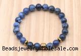 CGB8885 8mm, 10mm sodalite, drum & rondelle hematite beaded bracelets