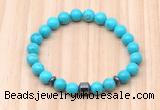 CGB8886 8mm, 10mm turquoise, drum & rondelle hematite beaded bracelets