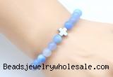 CGB8891 8mm, 10mm blue agate & cross hematite power beads bracelets