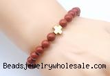 CGB8897 8mm, 10mm red jasper & cross hematite power beads bracelets